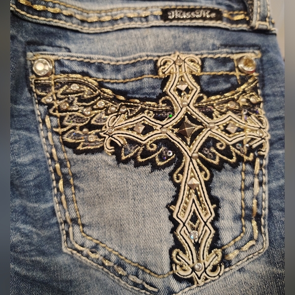 Miss Me Skinny Jeans, Blue Denim, White Wash, Hailey Skinny, Med Rise, 26 - Picture 6 of 15